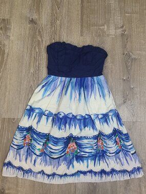 Anthropologie Nathalie Lete Paris First Dance Strapless Watercolor Dress Size 6